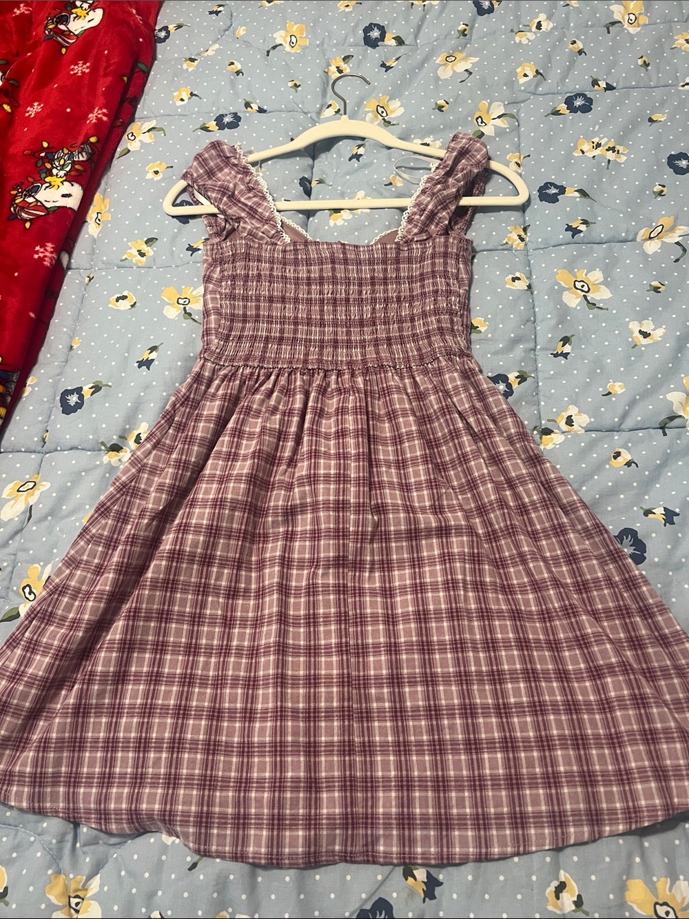 Lavender Plaid Ruffle-Strap Sundress - Picture 2 of 2